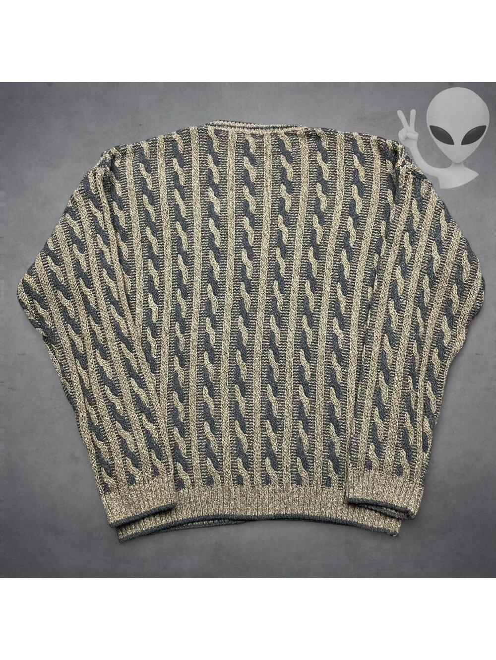 80s Vintage Cable knit Pullover Large Liberty Sweaters USA - Picture 4 of 5